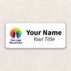 A Full Color Custom Name Tag - 1.25" x 3" on a off-white material background