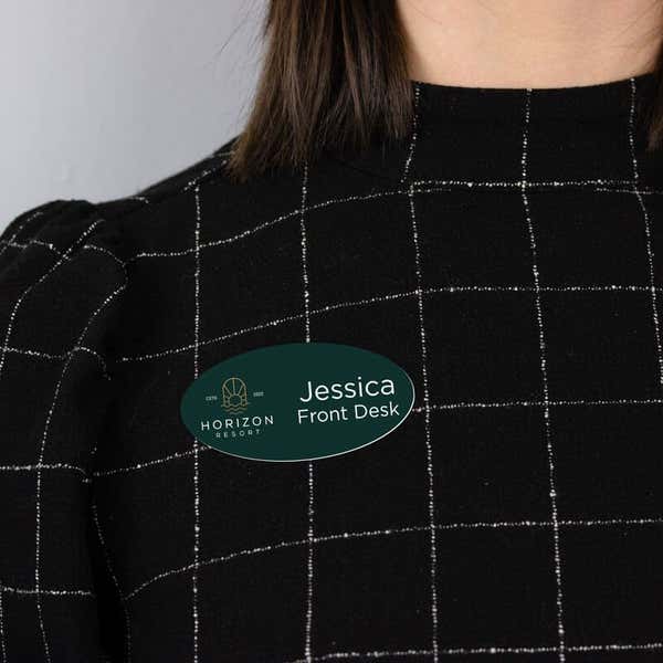 Custom Full Color 1.5" x 3" Oval Name Tag
