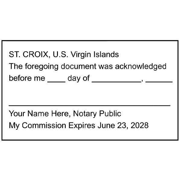 U.S. Virgin Islands Acknowledgement Stamp for Affidavit Notary Public