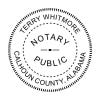 Round Alabama Notary Stamp or Embosser - impression example in black ink