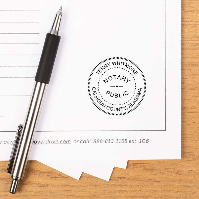 Official document marked with notary stamp