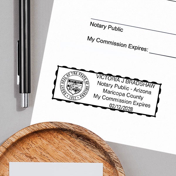 thumbnail image 2 of Custom Official Notary Public Arizona Self-Inking Rubber Stamp – Black Ink, T4914 Style 2 of 6