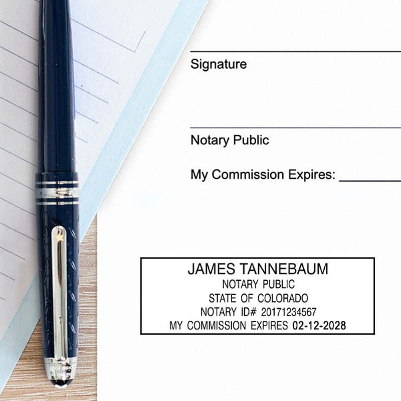Colorado Notary Rectangle Stamp Impression Example
