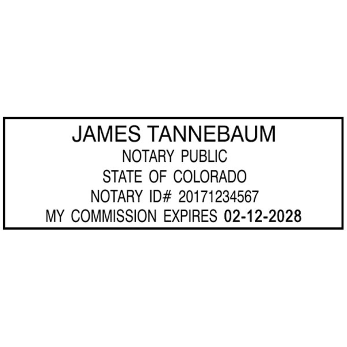 Colorado Notary Rectangle Stamp Impression