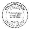 Florida notary stamp with name, commission expiration, and circular seal layout.
