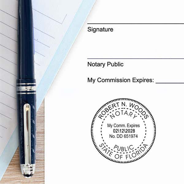 Florida Notary Bonded Thru Agency Impression on White