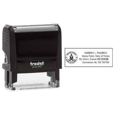 Florida Notary Public Seal Rectangular Stamp Body and Impression