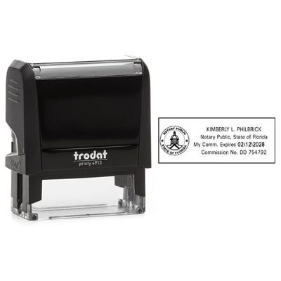 Florida Notary Public Seal Rectangular Stamp Body and Impression