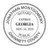 Georgia Notary Round with Expiration Seal in black ink - available as a stamp or embosser
