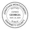 Georgia Notary Round with Expiration Seal in black ink - available as a stamp or embosser