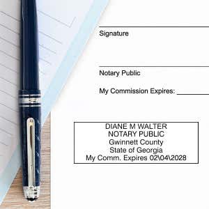 Georgia Rectangular Notary Seal Example on Paper