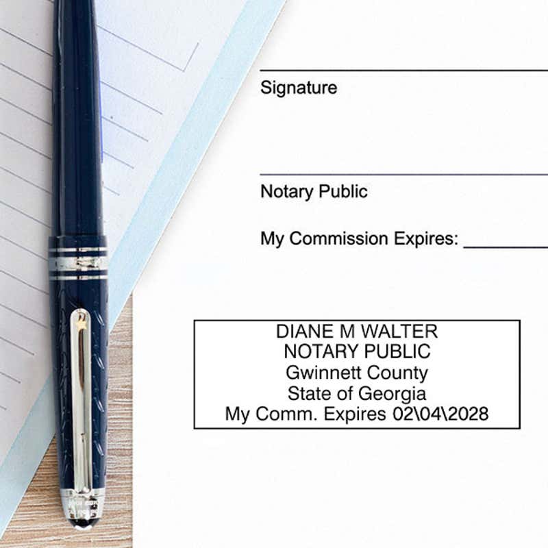 Georgia Rectangular Notary Seal Example on Paper