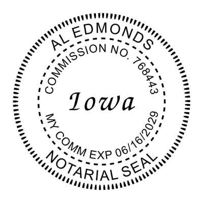 Iowa Notary Round Seal - alternate view