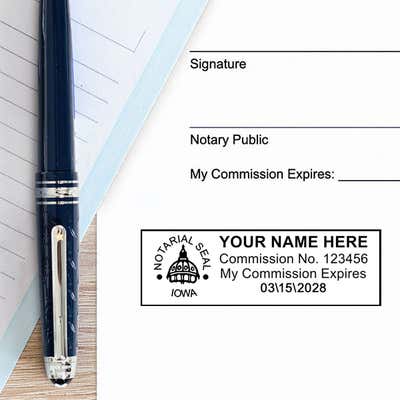 Iowa Notary Rectangular Seal  - alternate view