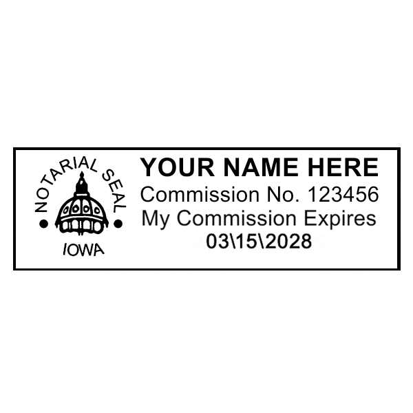 Impression only of Iowa Notary Rectangular Body and Design