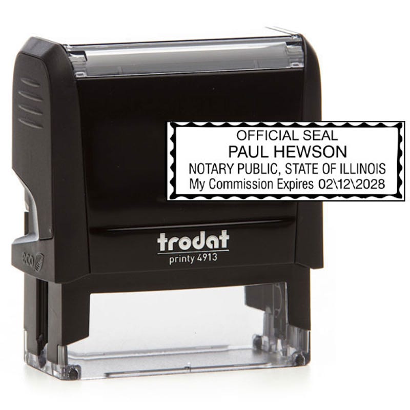 Illinois Notary Rectangular with Serrated Border