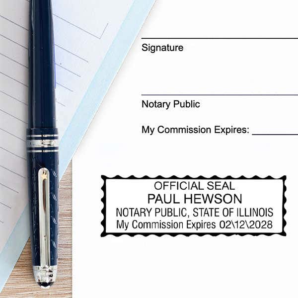 Illinois Notary Rectangular with Serrated Border
