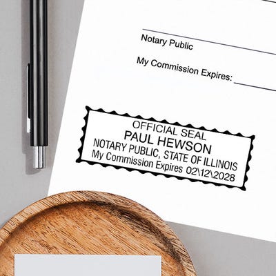 Illinois Serrated Border Rectangular Notary Seal - alternate view