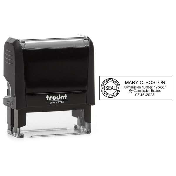 Indiana Notary Rectangular Impression Next to Stamp Body
