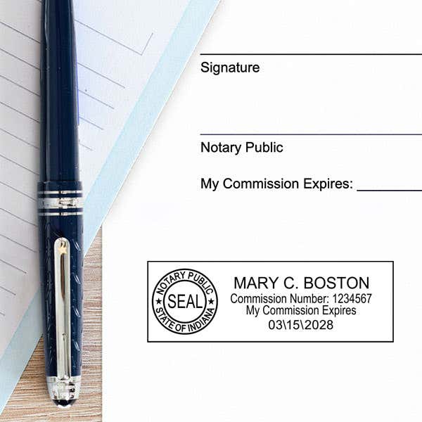 Another example of Indiana Notary Rectangular impression on paper