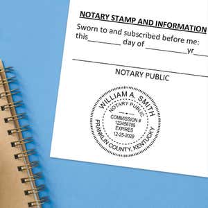 Close-up of notary seal stamped on sworn affidavit
