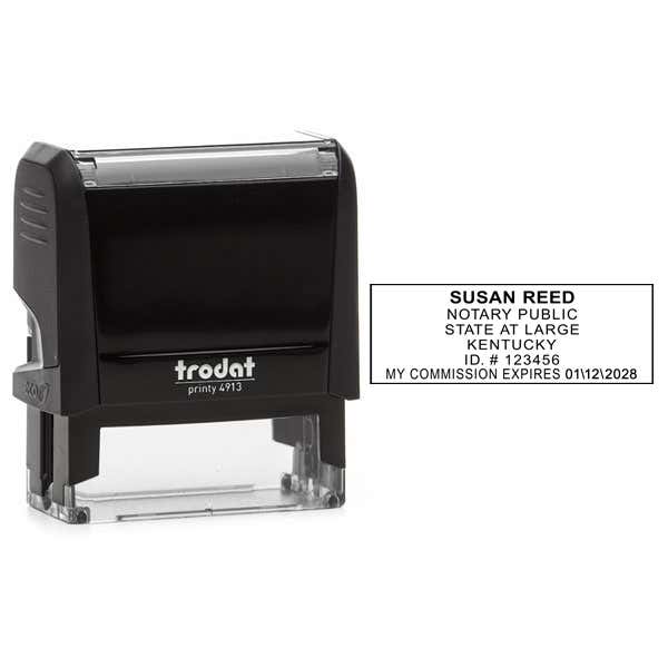 Kentucky Notary Rectangle Impression next to Trodat 4914 stamp body