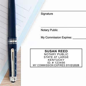 Example of the Kentucky Notary Rectangle impression on paper