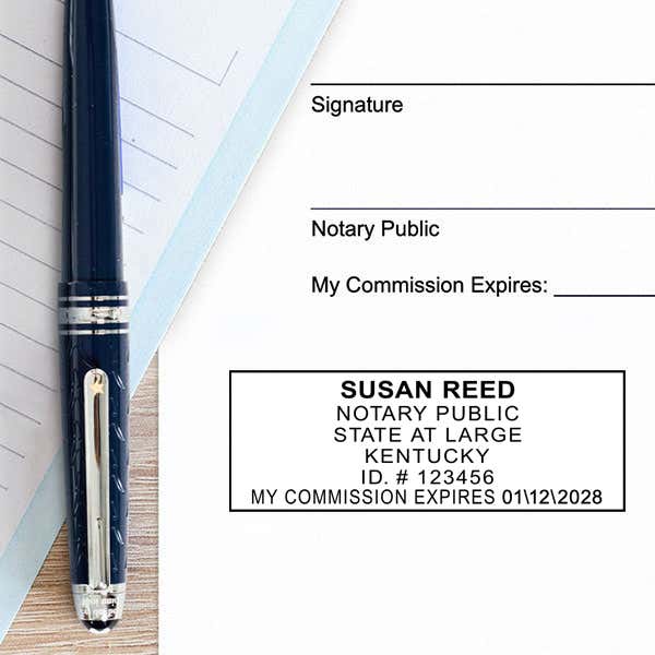 Example of the Kentucky Notary Rectangle impression on paper
