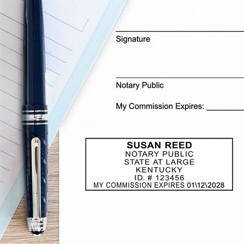 Example of the Kentucky Notary Rectangle impression on paper