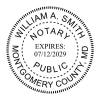 Maryland Notary Round Seal impression in black ink - choose from stamp or embosser