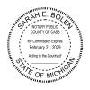 Michigan Notary Round Seal impression in black ink- Choose Stamp or Embosser