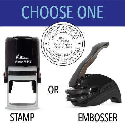 Mississippi Milled Round Notary Seal - Choose Stamp or Embosser - alternate view
