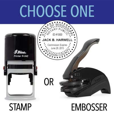 Mississippi Dots Round Notary Seal - Choose Stamp or Embosser - alternate view