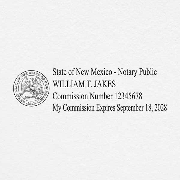 New Mexico Notary Rectangular State Stamp on Paper