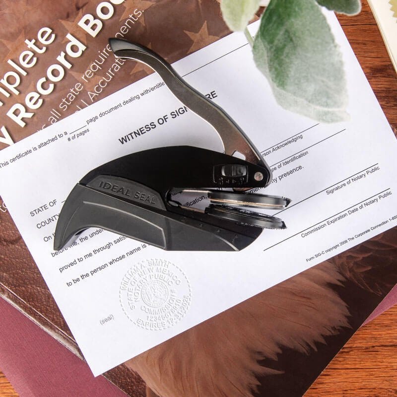 An Embosser and Embosser Impression on a Witness of Signature Paper 