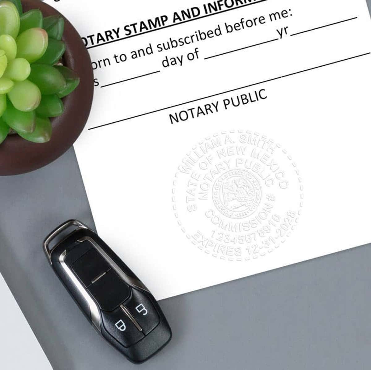 An Embosser and Embosser Impression on a Document
