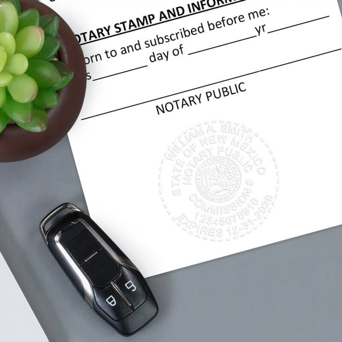 An Embosser and Embosser Impression on a Document