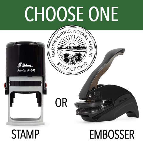 Ohio Round Notary Seal - Choose Stamp or Embosser