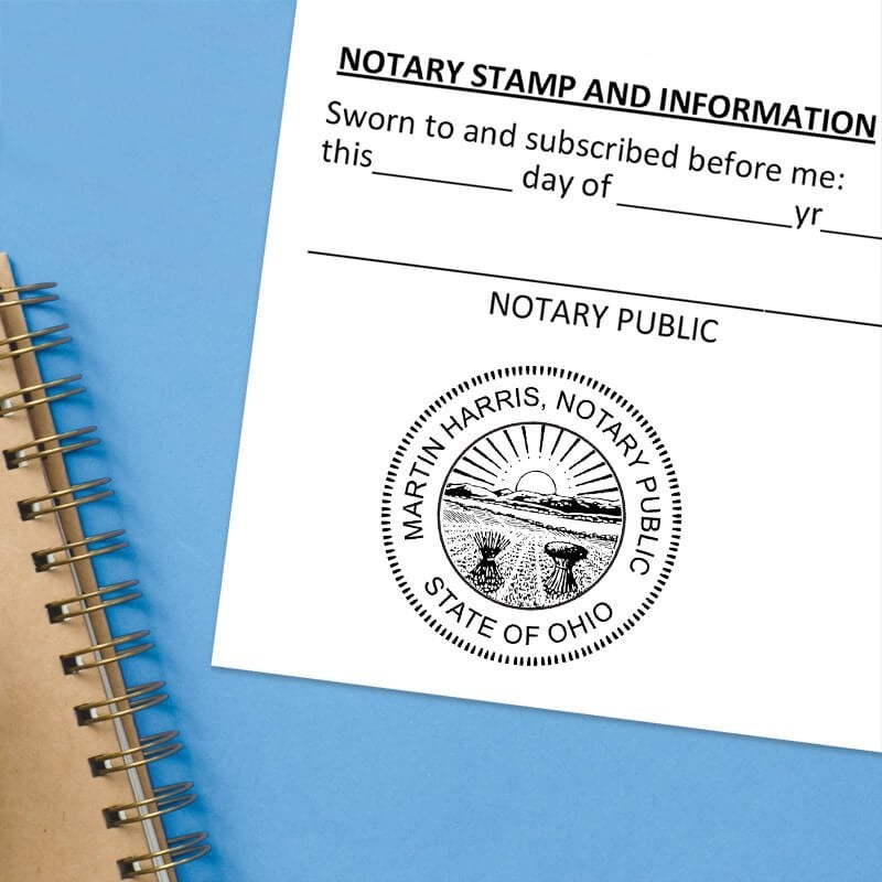 Notary public stamp impression on signed document