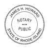 Rhode Island Round Notary Seal impression in black ink