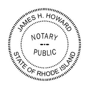 Rhode Island Round Notary Seal impression in black ink