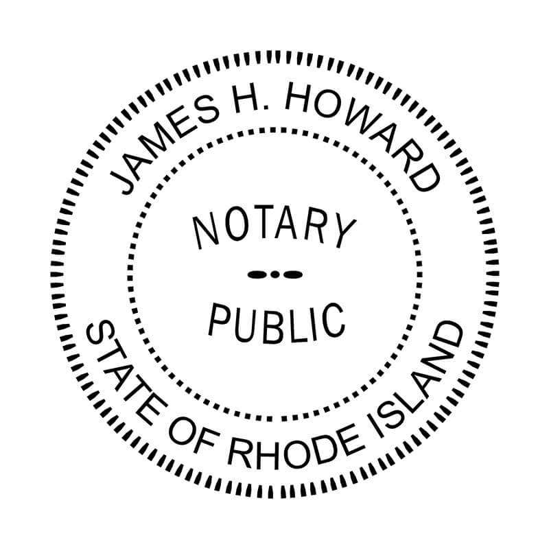 Rhode Island Round Notary Seal impression in black ink