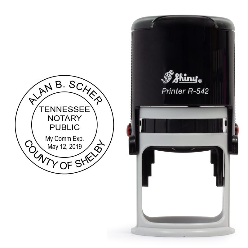 The impression measures 1.25" in diameter on the Shiny R-532 that comes with the Tennessee Round Notary Seal