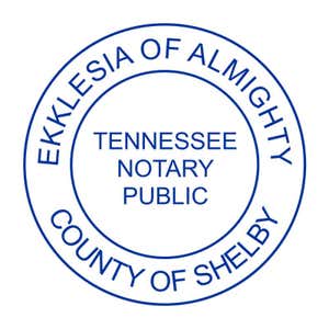 Tennessee without Date Round Notary Seal impression in blue ink
