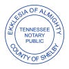 Tennessee without Date Round Notary Seal impression in blue ink