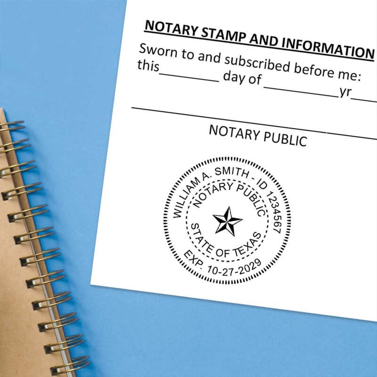 Stamped notary section of a sworn and subscribed statement