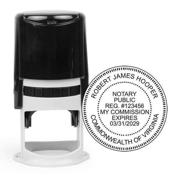 Virginia Round Notary Seal impression and stamp body