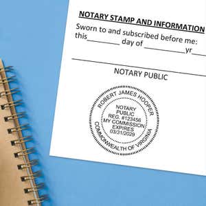 Close-up of notary seal stamped on sworn affidavit