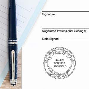 Geologist stamp impression on business document