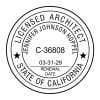 California architect seal featuring license number, name, and renewal date in circular format.